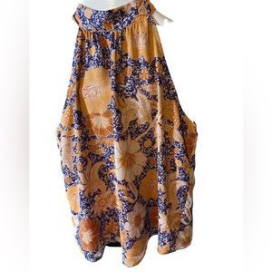 Cupcakes & Cashmere Top Orange and Purple Iridescent High Neck Sleeveless Sz S